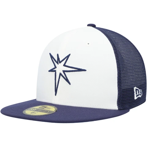 Men's New Era White/Navy Tampa Bay Rays 2023 On-Field Batting Practice 59FIFTY Cover