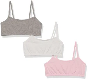 Girls' Cotton Spaghetti Strap Sport Bra Bittersweet Pink/Heather Grey/White 38 - Picture 1 of 3