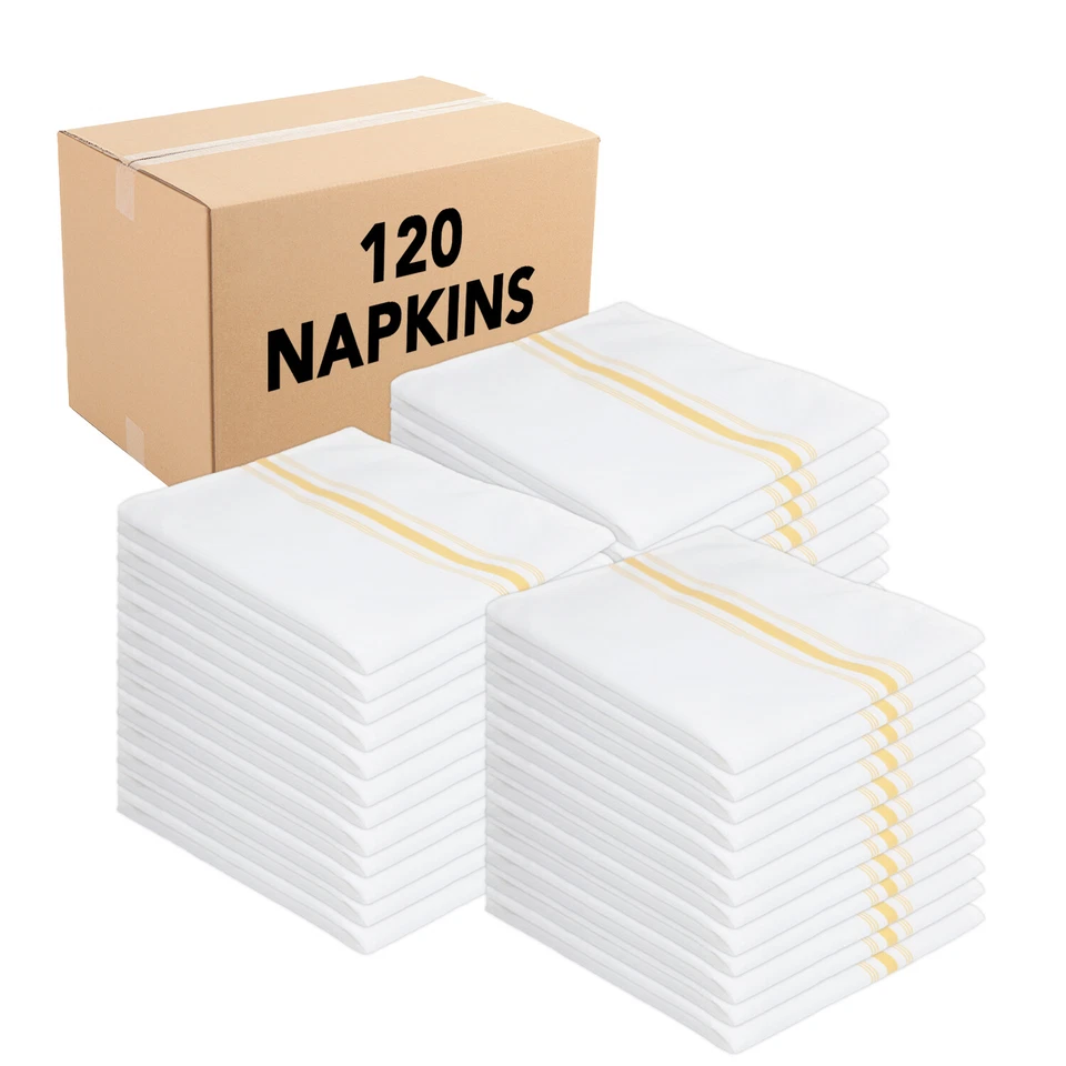 Bistro Napkin Bulk Case of 120 Striped Polyester Kitchen Napkins - Color Options - Image 1 of 4