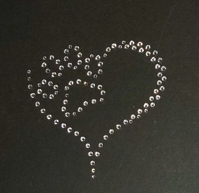 Hotfix Strassbügelbild Herztatze aus DMC Strasssteine In Crystal Clear  - Bild 1 von 4