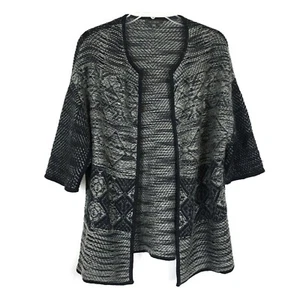 The Limited grau schwarz geometrisch offener aztekischer Strickjacke aus offener Wolle Damen Größe M - Bild 1 von 6