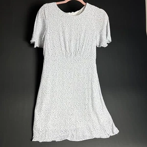 GB Girls Dress Flutter Sleeves Lined Blue Dots Size 16 - Picture 1 of 3