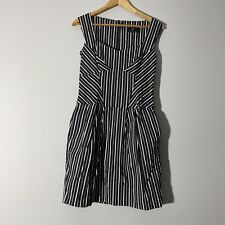 Cue Dress 10 Women’s Black White Stripe Cotton Australia