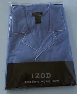 Mens IZOD PAJAMA SET L NEW Blue LONG SLEEVE TOP LONG LEG PANTS LARGE Sleepwear - Picture 1 of 2