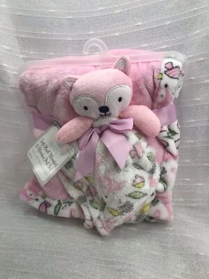 Conjunto de Cobertor de Bebê Rosa Favorito Le Bebe Raposa Cogumelo Bolota Ouriço Folha Acabamento NOVO - Imagem 1 de 4