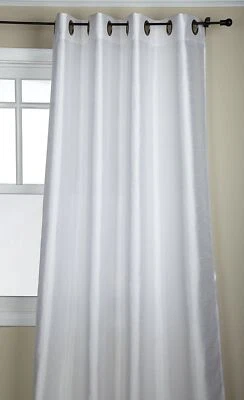 Set Window Curtain Faux Silk Rod Pocket Drape  Solid Color - Image 1 of 4