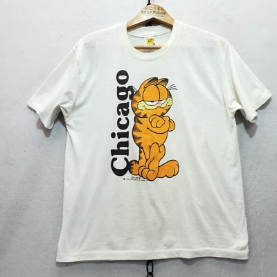 VTG 1978 Garfield Chicago Souvenir Shirt Velva Sheen Label Single Stitch  Sz L - Image 1 of 4