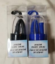 Silicon Travel Straw Lot 2 With Travel Case & Cleaning Brush
