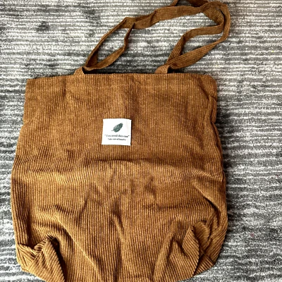 Womens Tote Shoulder Bag Purse Corduroy Brown Handbag Lightweight Travel School - Image 1 of 4