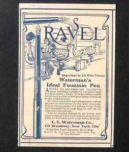 1904 Waterman Pen Advertisement Ideal Fountain Pen Travel Train Antique Print AD