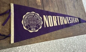 Vintage 1940s 29”Northwestern University Football Purple Pennant - Picture 1 of 18