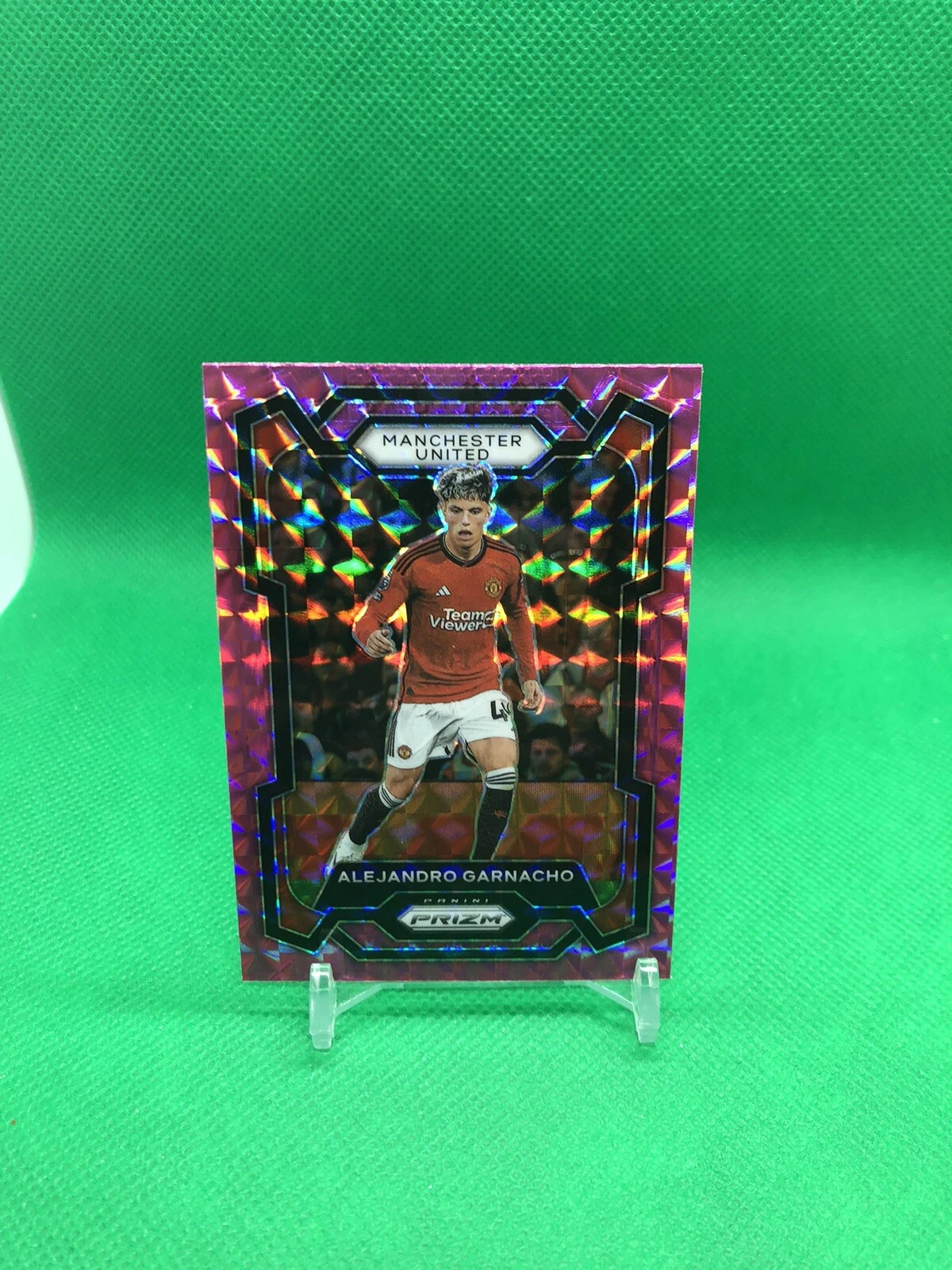 2023-24 Prizm English Premier League Prizms Pink Mosaic #50 Alejandro Garnacho