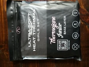 Thermajane Girls Small - 2 Piece Long Sleeve Thermal Underwear Set - Black - Picture 1 of 5