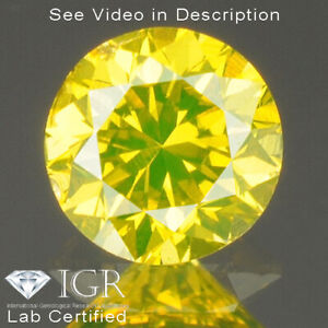 0.27 cts CERTIFIED Round Cut SI1 Vivid Canary Yellow Loose Natural Diamond 23558