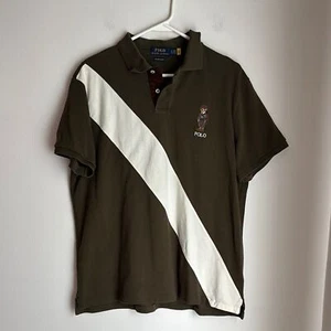 Polo Ralph Lauren Men's Dark Green Polo Bear Custom Slim Fit Mesh Polo Shirt XL - Picture 1 of 11