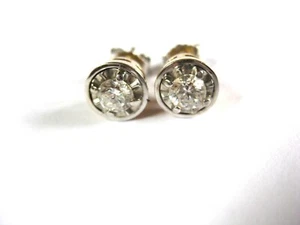 Earrings Gold 585 with Diamonds, 2,1 G - Picture 1 of 3
