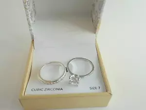 Charter Club Silver Cubic Zirconia Ring Solitaire with Band - New - Size 7 - Picture 1 of 1