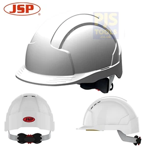 JSP EVOLite® wheel ratchet vented white safety helmet mid peak hard hat - Picture 1 of 7