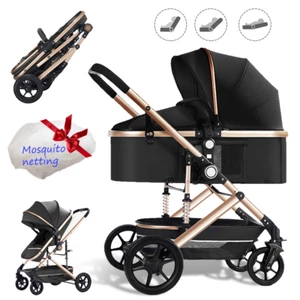 Baby Stroller w/Bassinet Foldable Portable Travel Pushchair Infant Pram Stroller - Picture 1 of 19