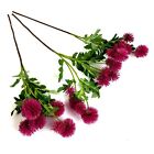 Set Of 3 Artificial Faux Pompom Dahlia Flower Stems Sprays Hot Pink Purple