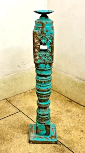 Antique Wooden Paga Leg Candle Holder Stand Original Old Hand Carved - Picture 1 of 15