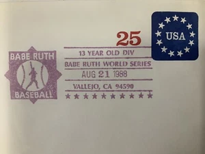 Sobre Babe Ruth Serie Mundial 13 Años División 1988 Vallejo Ca Sin Publicar - Imagen 1 de 3