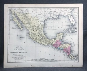 1874 Mitchell Butler Copper-Plate Original Antique Map - Mexico Central America - Bild 1 von 1