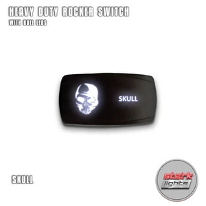 WHITE HORIZONTAL LED Rocker Switch 5 Pin Dual Light 20A 12V ON / OFF - SKULL - Picture 1 of 6