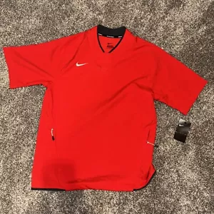 Nike Baseball V-Neck Red Hot S/S Jacket Men's Size M AH9610-657 NEW Windshirt - Picture 1 of 5