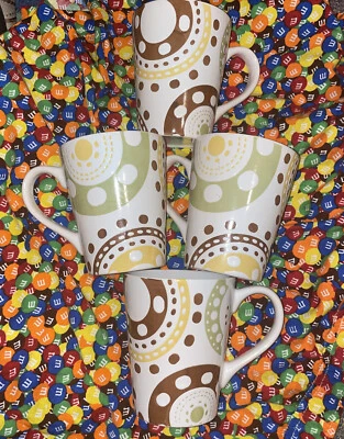 Hand Painted Cucina Mugs, Rachael Ray, Stoneware Coffee Cups, Mid Century Modern - Image 1 of 2