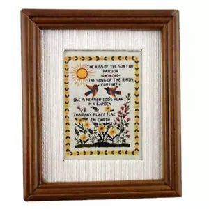 Melody Jane Dolls House Miniature Sampler The Kiss of the Sun Picture In Frame - Picture 1 of 8