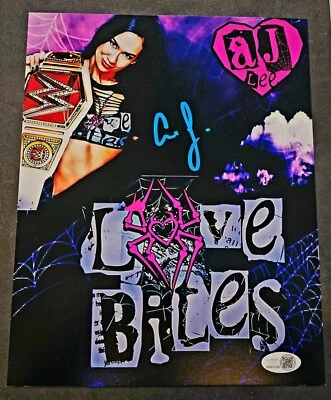 Foto firmada por AJ LEE 8x10 lucha libre autógrafo luchador autografiado WWE JSA certificado de autenticidad Foto 1 de 3