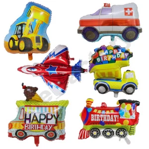 Birthday Foil Children Kids Balloon Train Truck Digger Plane Party Decoration - Picture 1 of 8