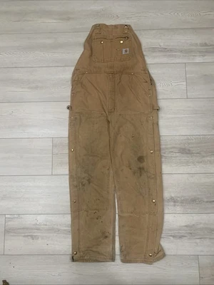Искусственно состаренный винтажный коричневый комбинезон плотника Carhartt с двойным коленом R02 BRN 36x34 - Изображение 1 из 4