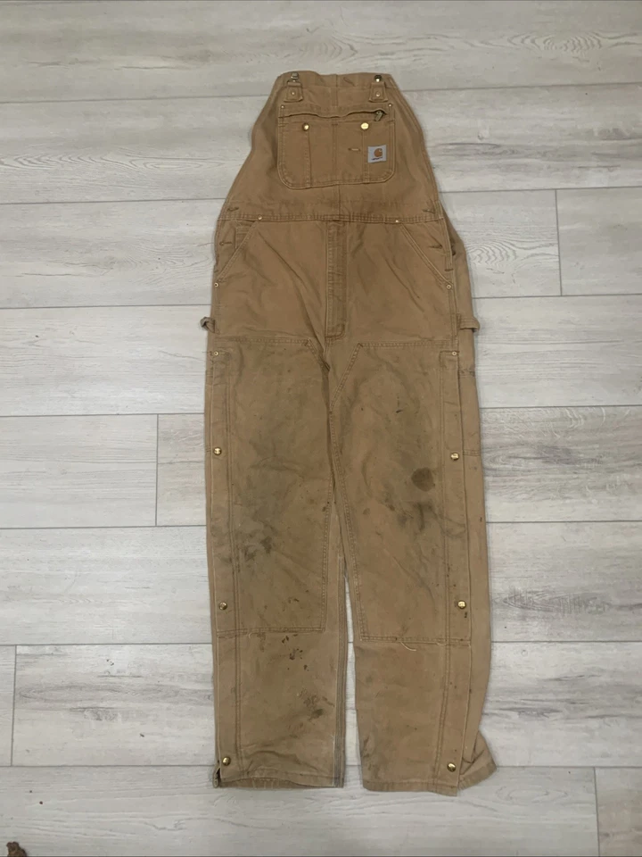 Mono con tirantes Carhartt marrón doble rodilla envejecido de colección R02 BRN 36x34 Foto 1 de 4