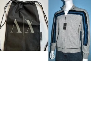 Armani Exchange Hombres Cárdigan Suéter Chaqueta Azul Gris L RARO + BOLSO GRATIS Foto 1 de 4