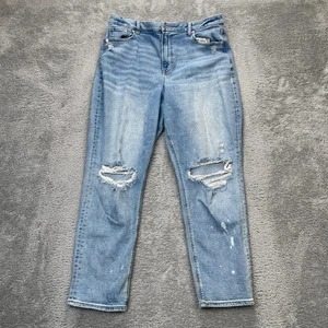 American Eagle Outfitters Jeans Womens 16 Blue Stretch Distresse Curvy Mom Denim - Picture 1 of 11