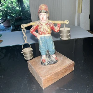 Vintage Gusseisen Holländer Junge Figur Holland. Wassereimer Deutschland, Schweiz - Bild 1 von 12