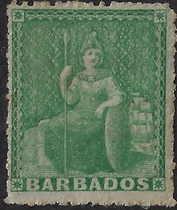 Barbados (1/2 p) Britannia, Scott 15/SG 21, MNG, no wmk, rough perfCV $35 (a6830 - Picture 1 of 3