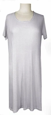 Nwt HANRO Medium Modal/Silk Blend SHORT SLEEVE POINTELLE NIGHTGOWN White Smoke - Image 1 of 4