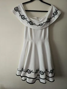 Francescas Black/White Off Shoulder Dress Romantic Classic Balletcore Sz Sm NWT - Picture 1 of 10