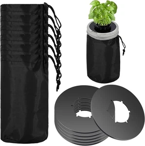 6 tapas Kratky - boca ancha hidropónicas negras - 6 piezas (con mangas oscuras) - Imagen 1 de 7