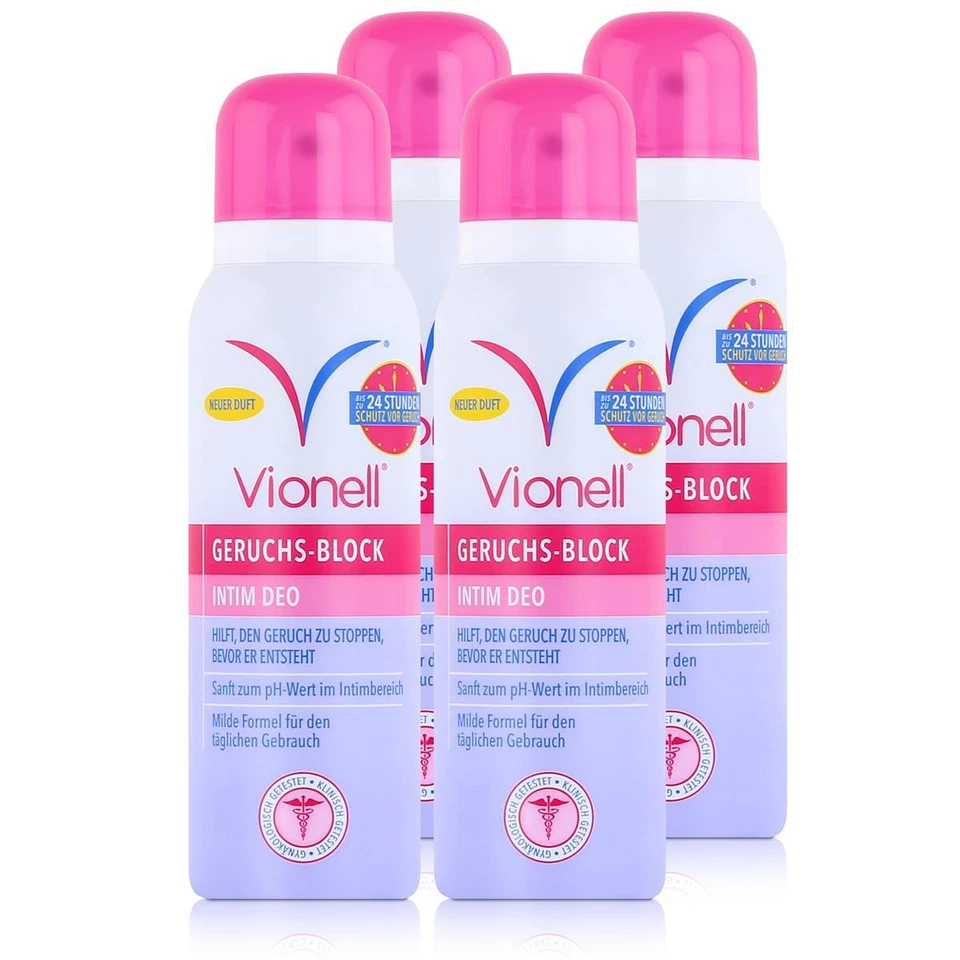 Vionell Geruchs-Block Intim Deo 125ml - Sanft im Intimbereich (4er Pack)