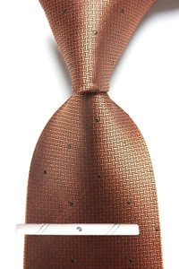New Classic Polka Dot Brown JACQUARD WOVEN 100% Silk Men's Necktie Tie - Picture 1 of 6