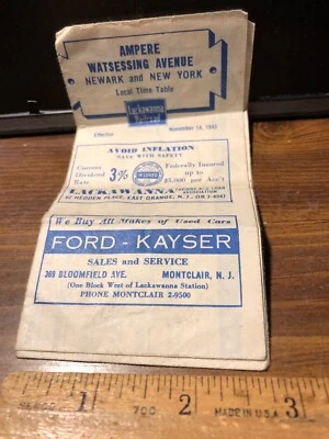 Vnt 1943 WW11 Lackawanna Railroad TRAIN TIME Table  Newark New York - Image 1 of 4