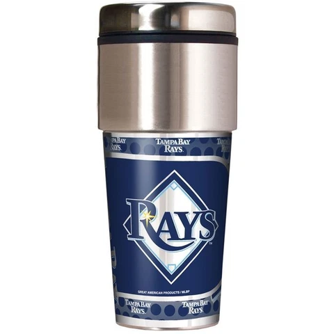 Tamps Bay Rays Travel Tumbler Mug Stainless Steel Metallic Graphics 16 oz Cover