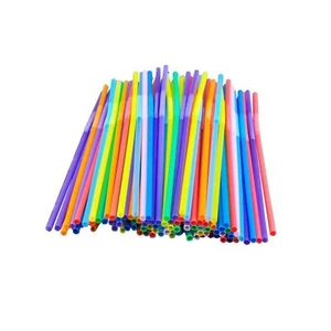 Bunte extra lange flexible biegsame Party Einweg Trinkhalme 100 Stück - Bild 1 von 4
