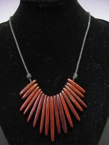 Black String Necklace With Wooden Pendants - Picture 1 of 4