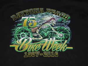 *NEW* 2016 Bike Week Daytona Beach **75 Years** T Shirt Large Tee Shirt Black - Picture 1 of 5