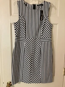 APT.9 Black & White Striped Sleeveless Stretch Sheath Dress Size 14 Large NWT - Picture 1 of 10